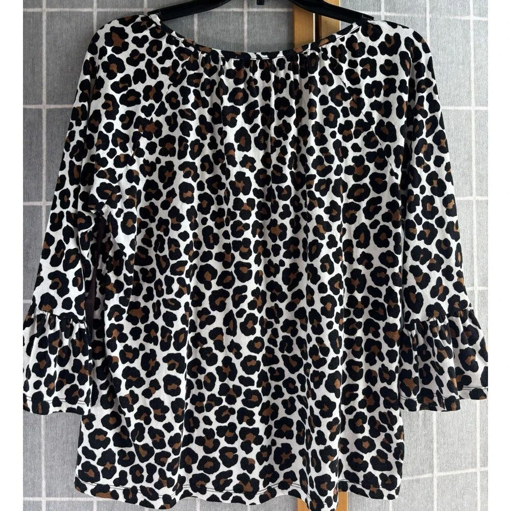 Michael Kors Womens Tops Size Medium Leopard Print Cotton Blend
